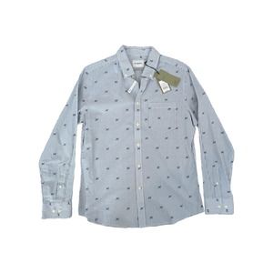 NWT Goodfellow Dress Shirt Long Sleeve Basin Blue Dogs Size L , Slim